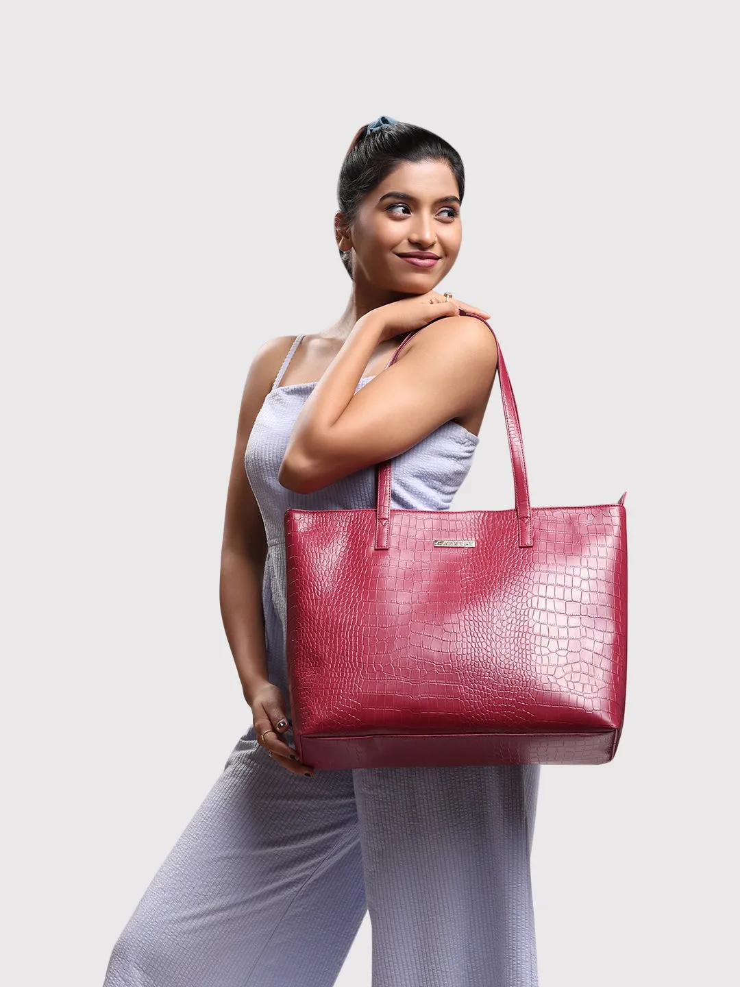 Caprese Oprah Large Maroon Tote Bag