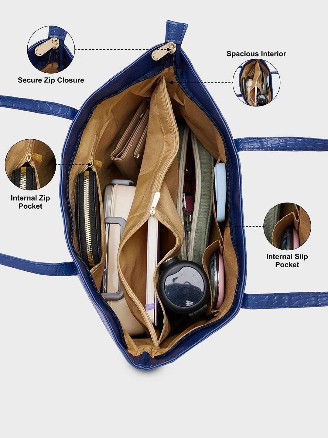 Caprese Oprah Large Navy Tote Bag