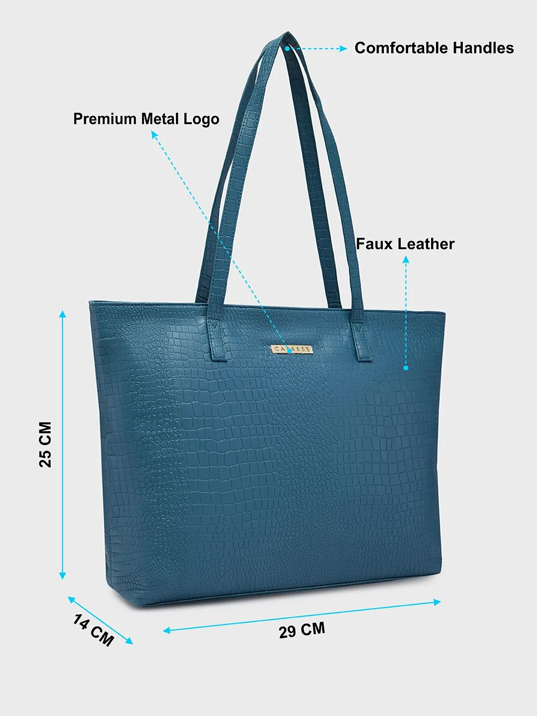 Caprese Oprah Large Teal Tote Bag