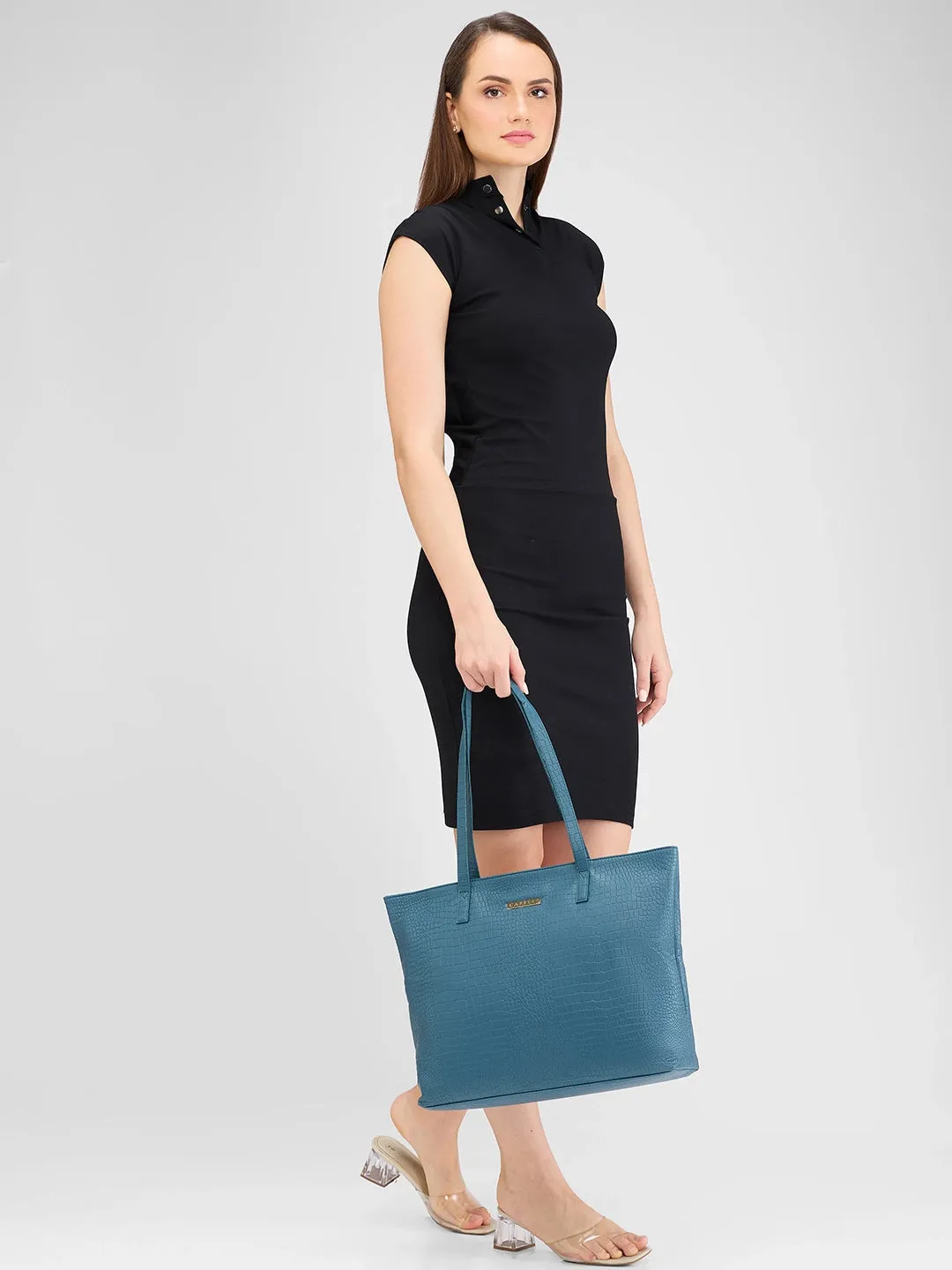 Caprese Oprah Large Teal Tote Bag