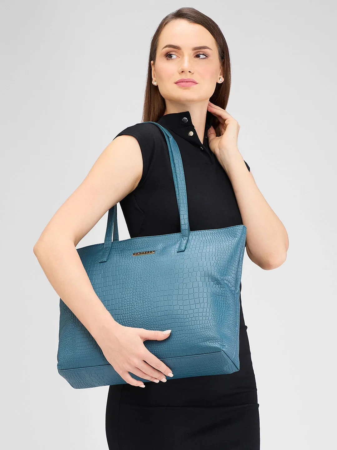 Caprese Oprah Large Teal Tote Bag