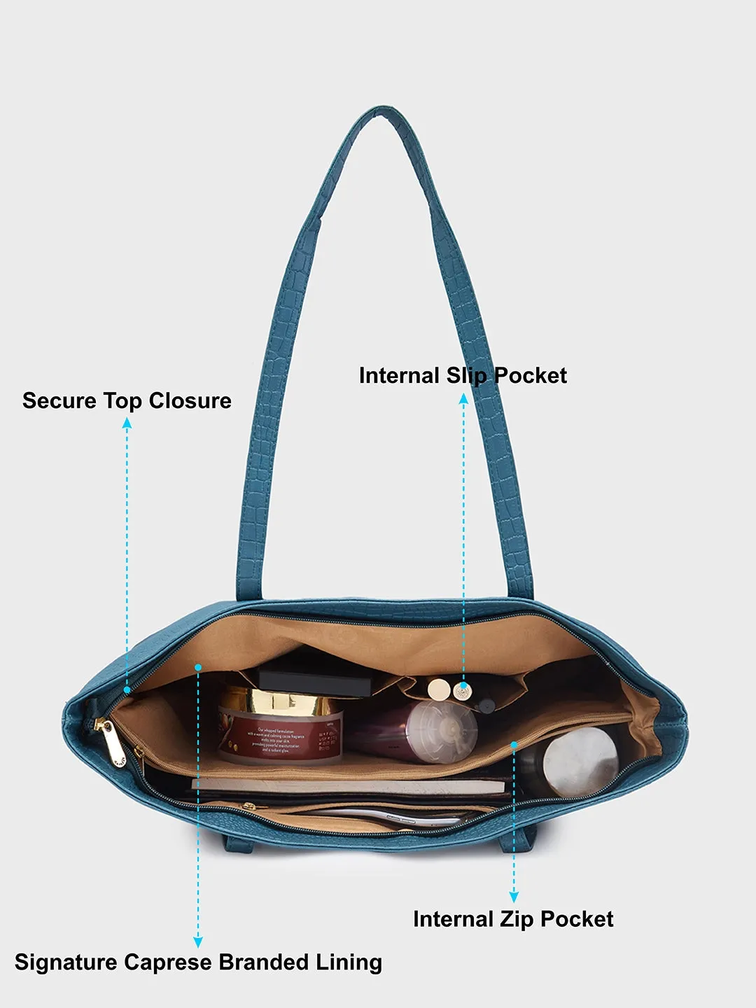 Caprese Oprah Large Teal Tote Bag