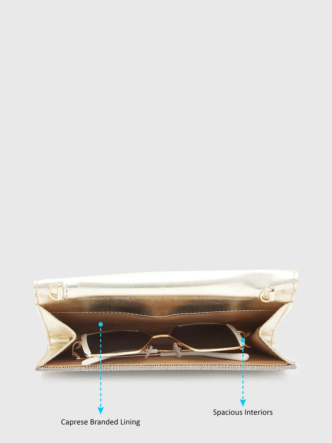 Caprese Party Bluma Medium Champagne Gold Clutch