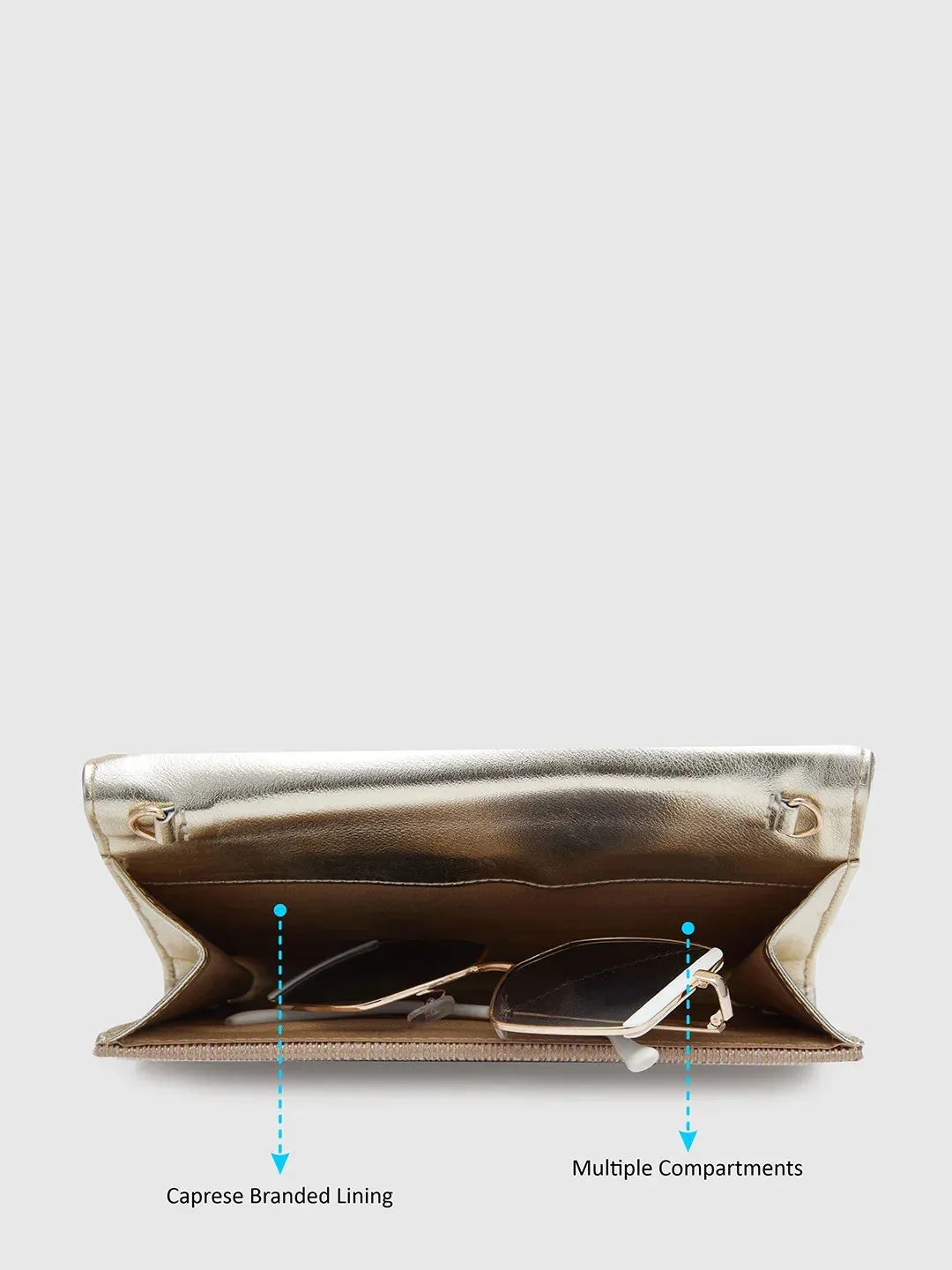 Caprese Party Bluma Medium Gold Clutch