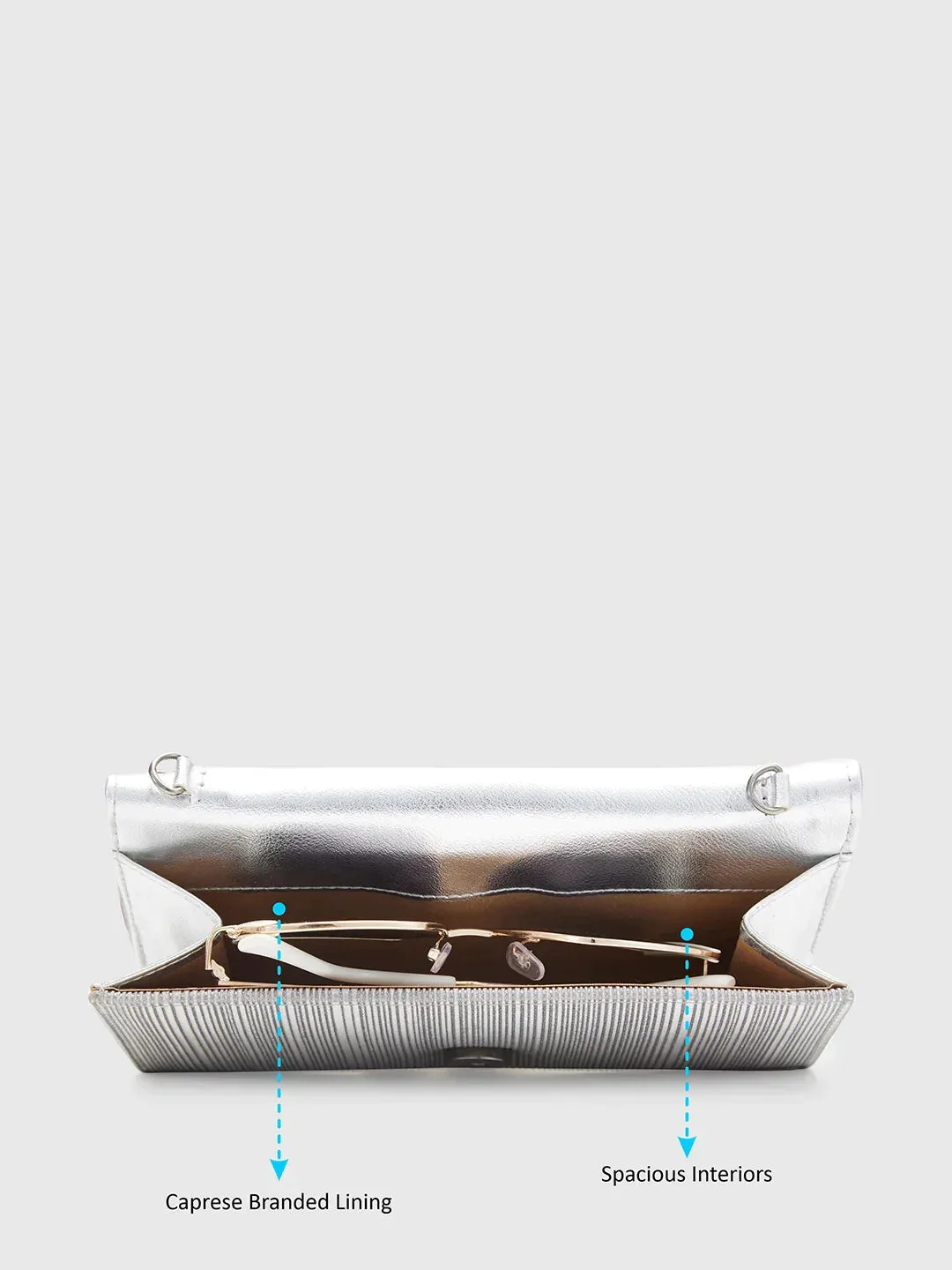 Caprese Party Bluma Medium Gunmetal Clutch
