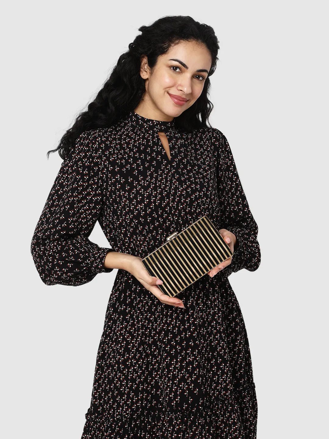 Caprese Party Carly Small Black Clutch