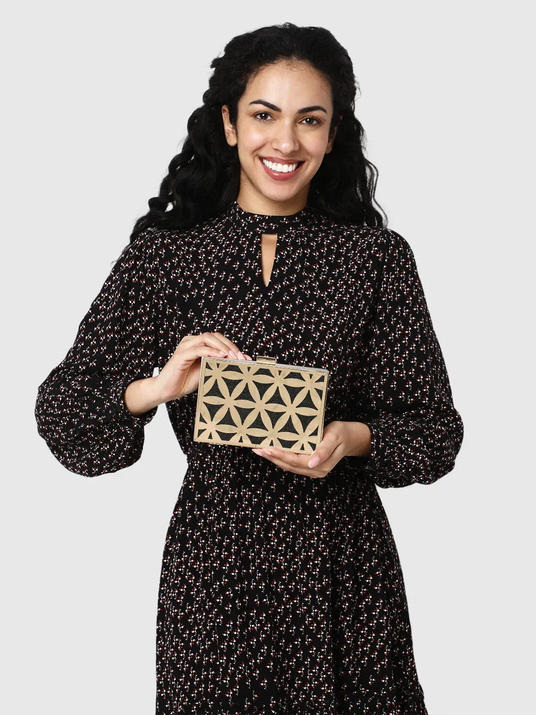Caprese Party Junie Small Pewter Clutch