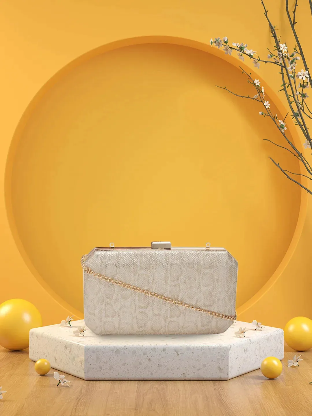 Caprese Party Merle Medium Beige Clutch