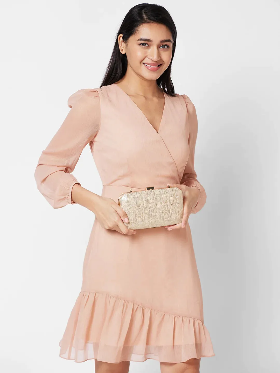 Caprese Party Merle Medium Beige Clutch
