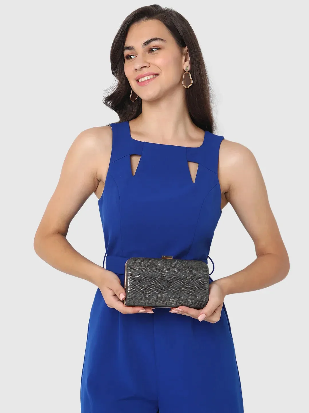 Caprese Party Teirra Medium Gunmetal Clutch