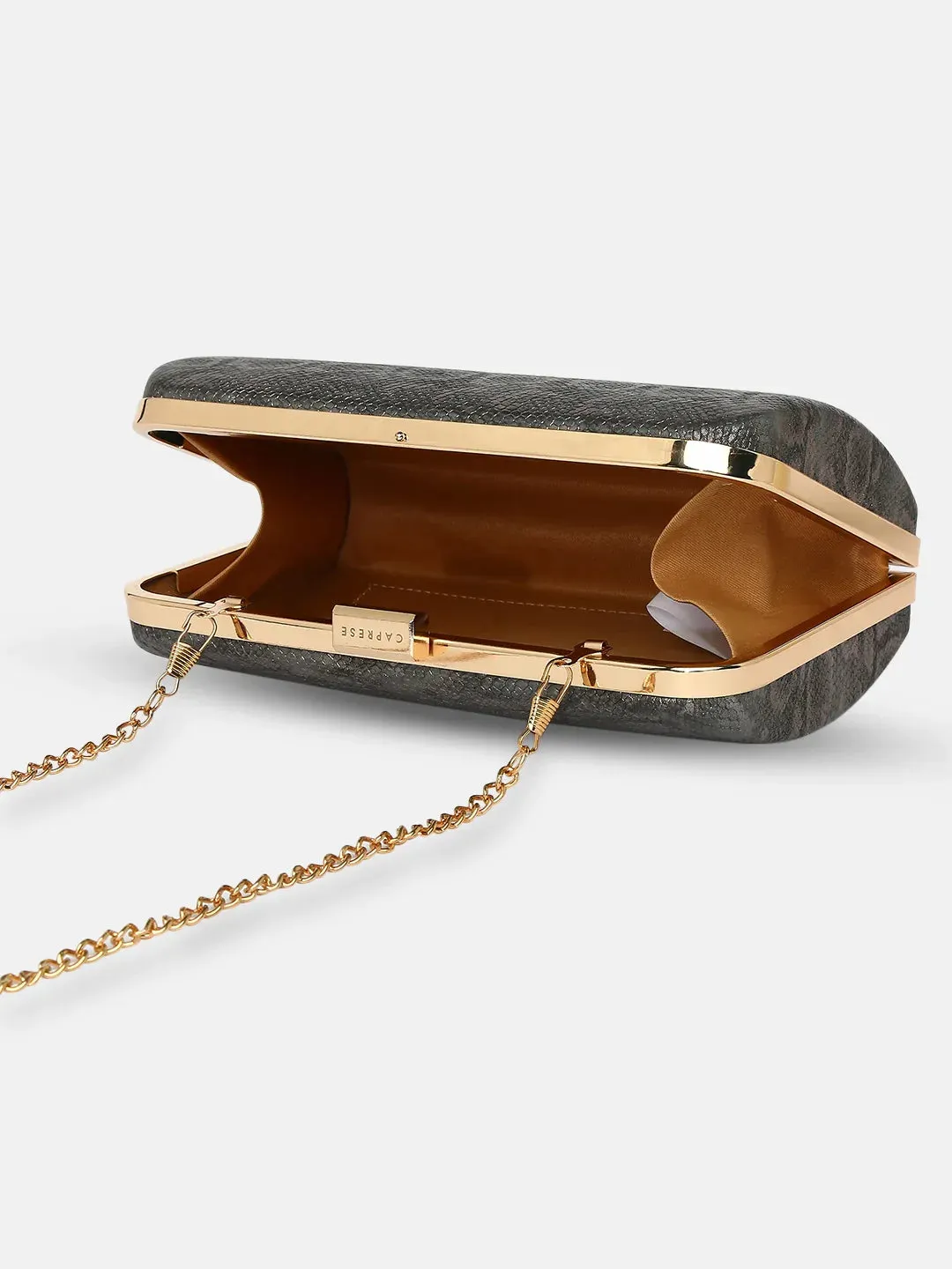 Caprese Party Teirra Medium Gunmetal Clutch
