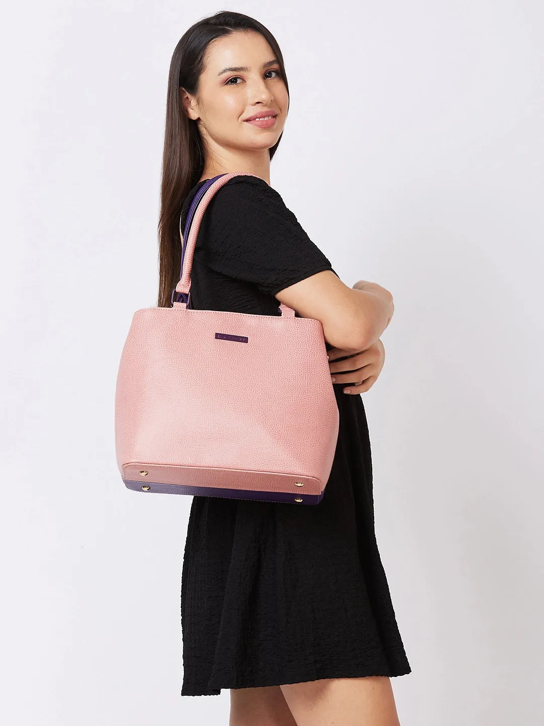Caprese Pebble Medium Blush Grape Tote Bag