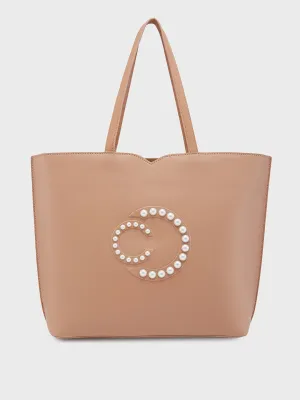 Caprese Pink Cloud Medium Brown Tote Bag