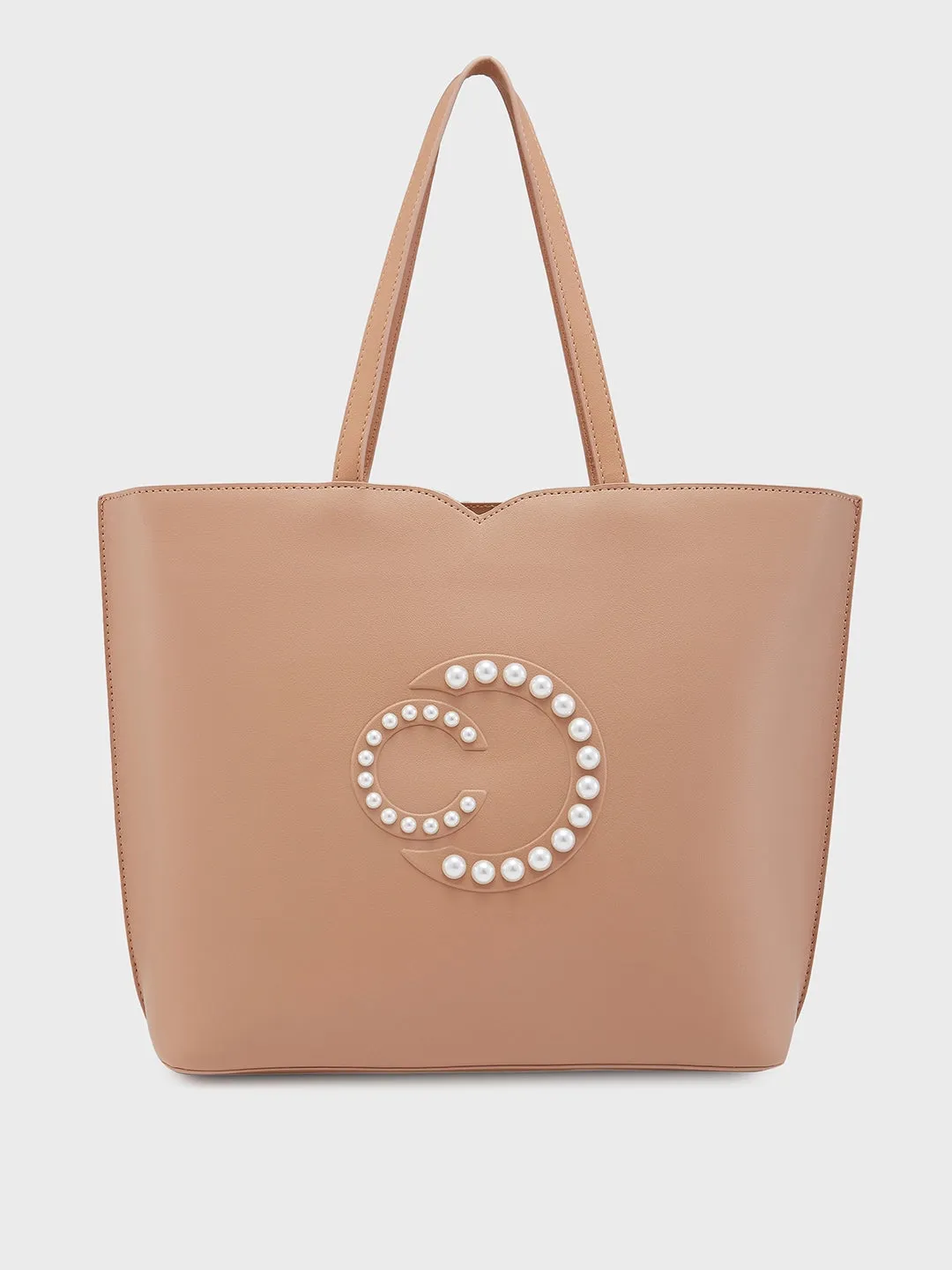 Caprese Pink Cloud Medium Brown Tote Bag