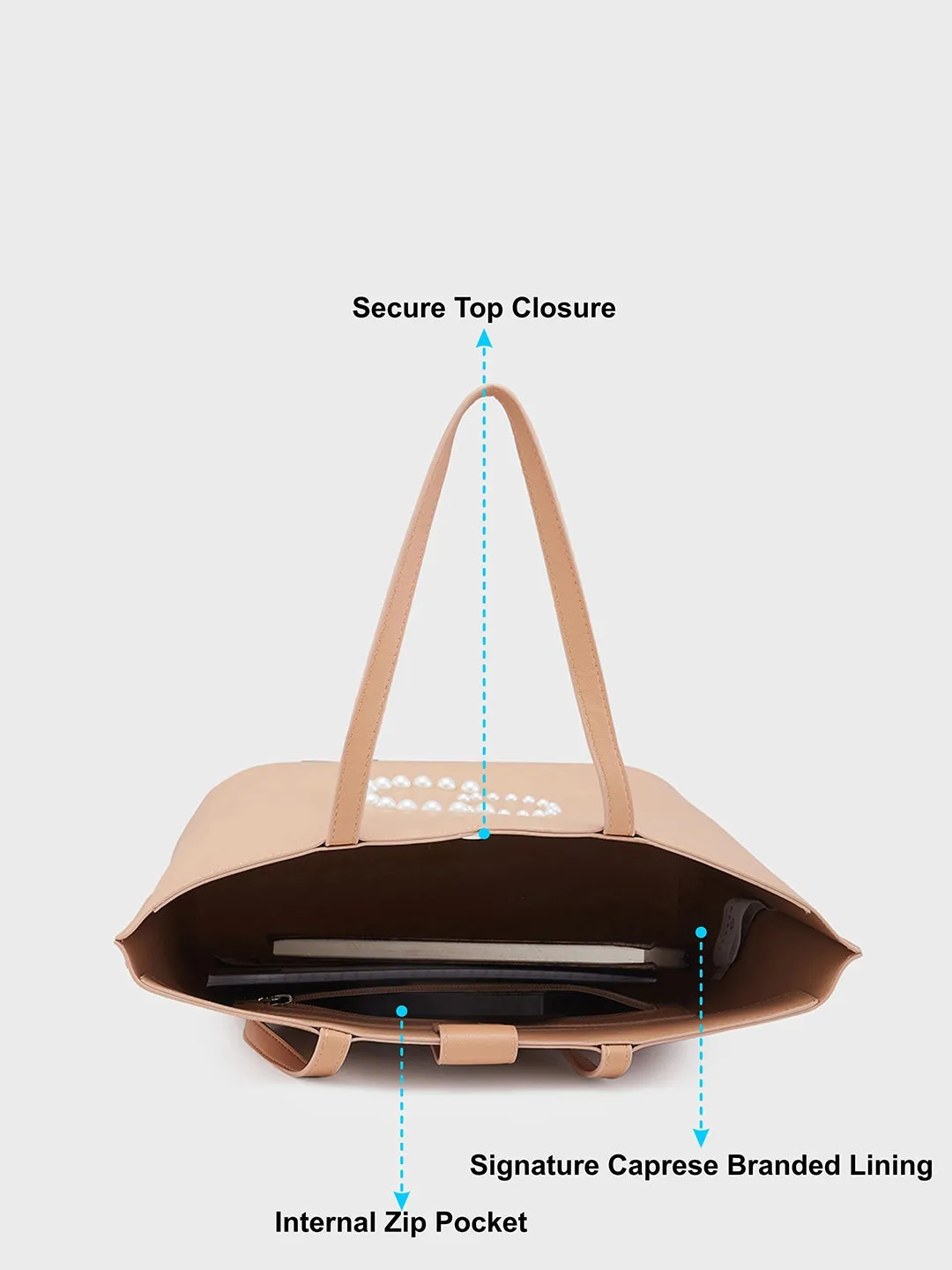 Caprese Pink Cloud Medium Brown Tote Bag
