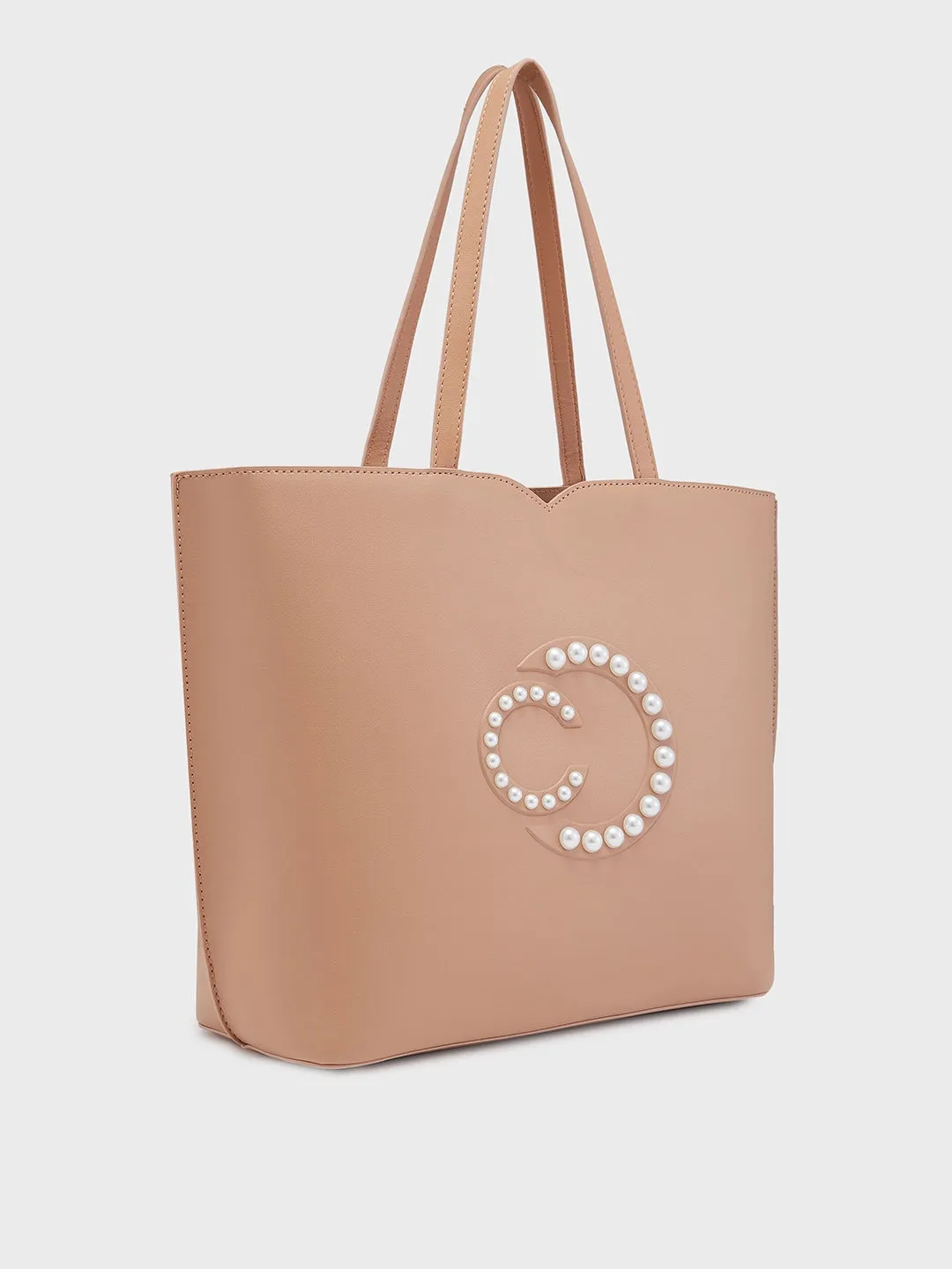 Caprese Pink Cloud Medium Brown Tote Bag