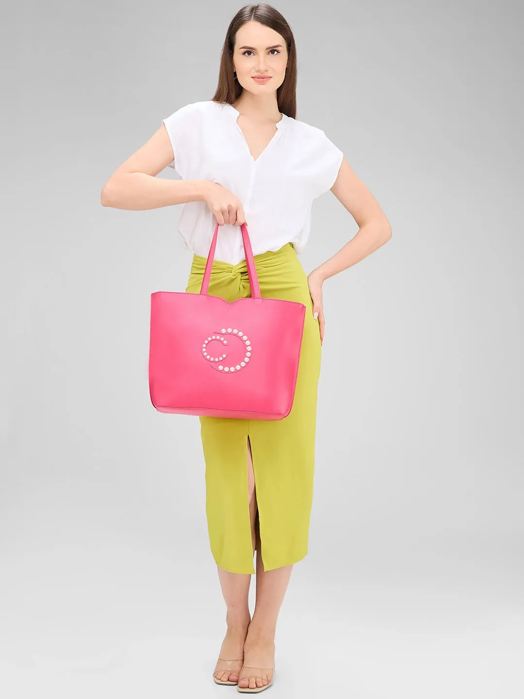 Caprese Pink Cloud Medium Pink Tote Bag