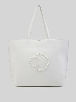Caprese Pink Cloud Medium White Tote Bag