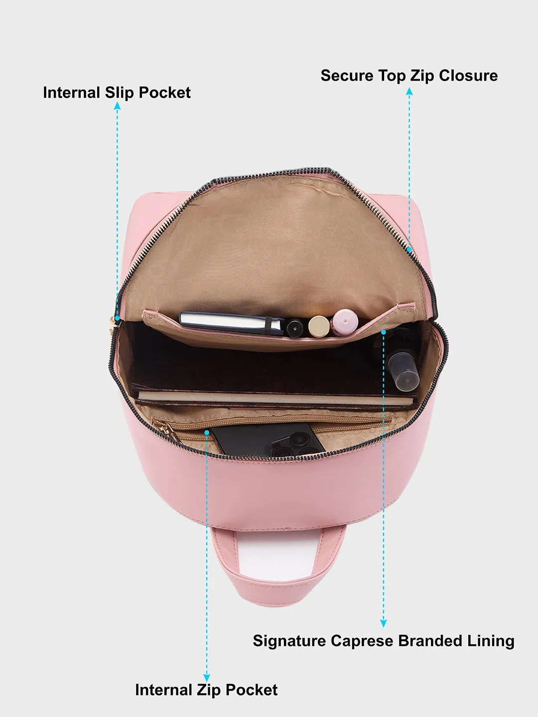 Caprese Rabina Medium Pink Backpack