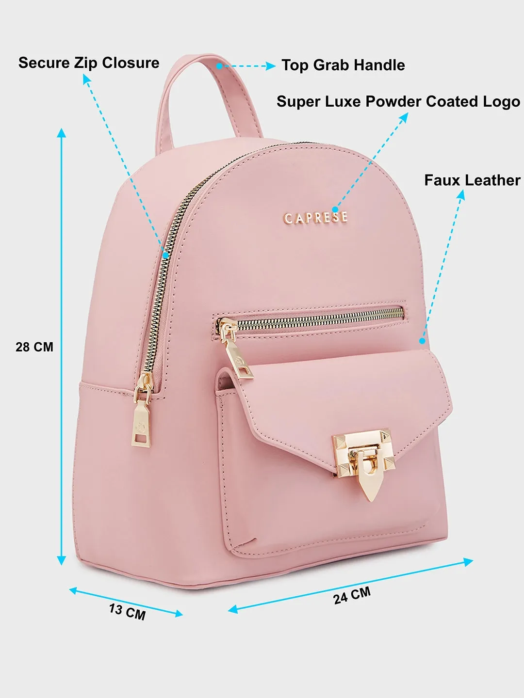 Caprese Rabina Medium Pink Backpack