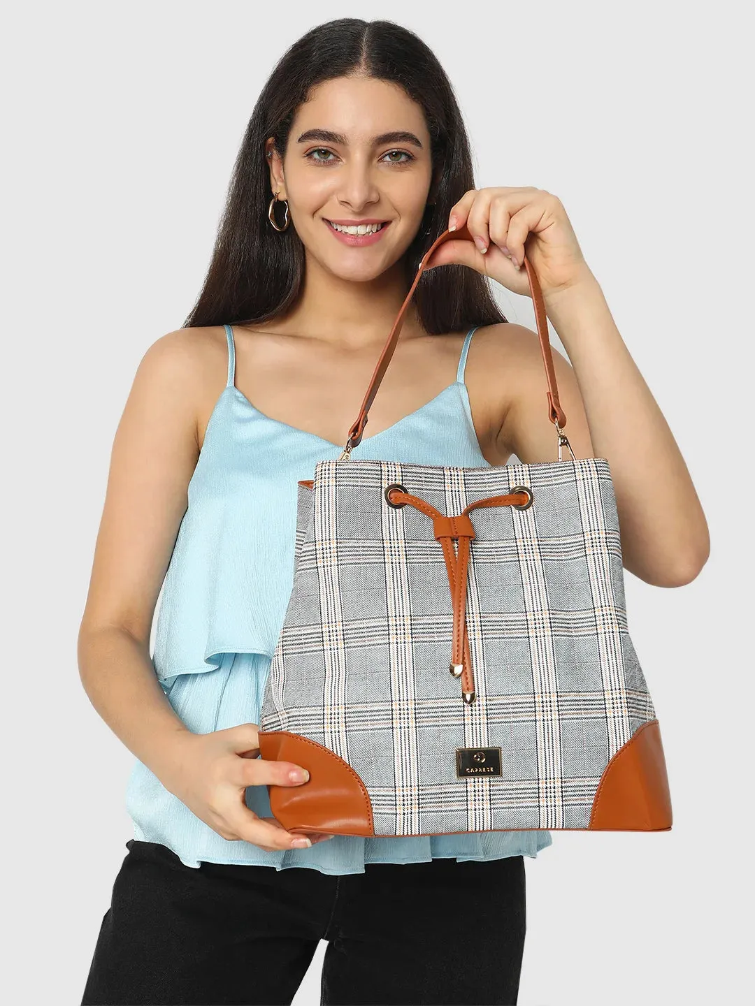 Caprese Remi Large Tan Satchel Bag