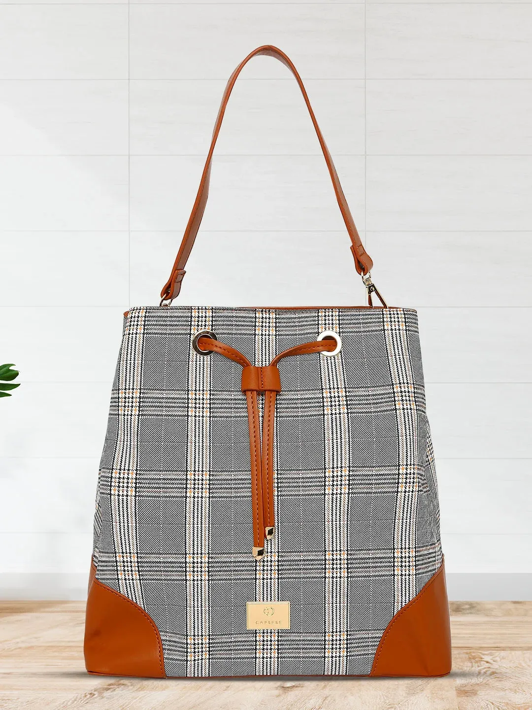 Caprese Remi Large Tan Satchel Bag