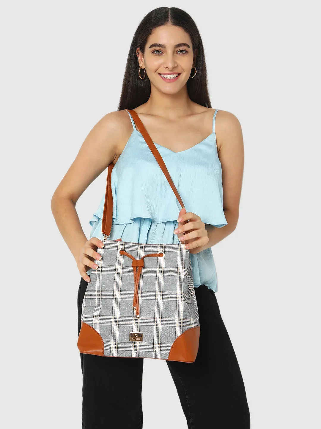 Caprese Remi Large Tan Satchel Bag