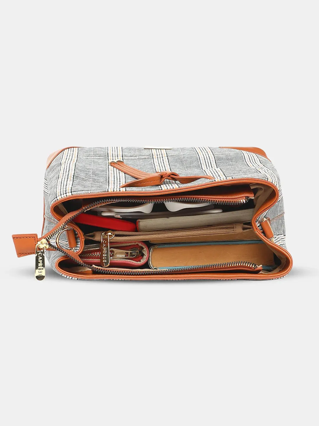 Caprese Remi Large Tan Satchel Bag