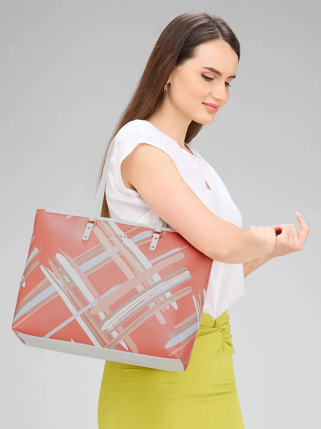Caprese Renee Large Orange Tote Bag