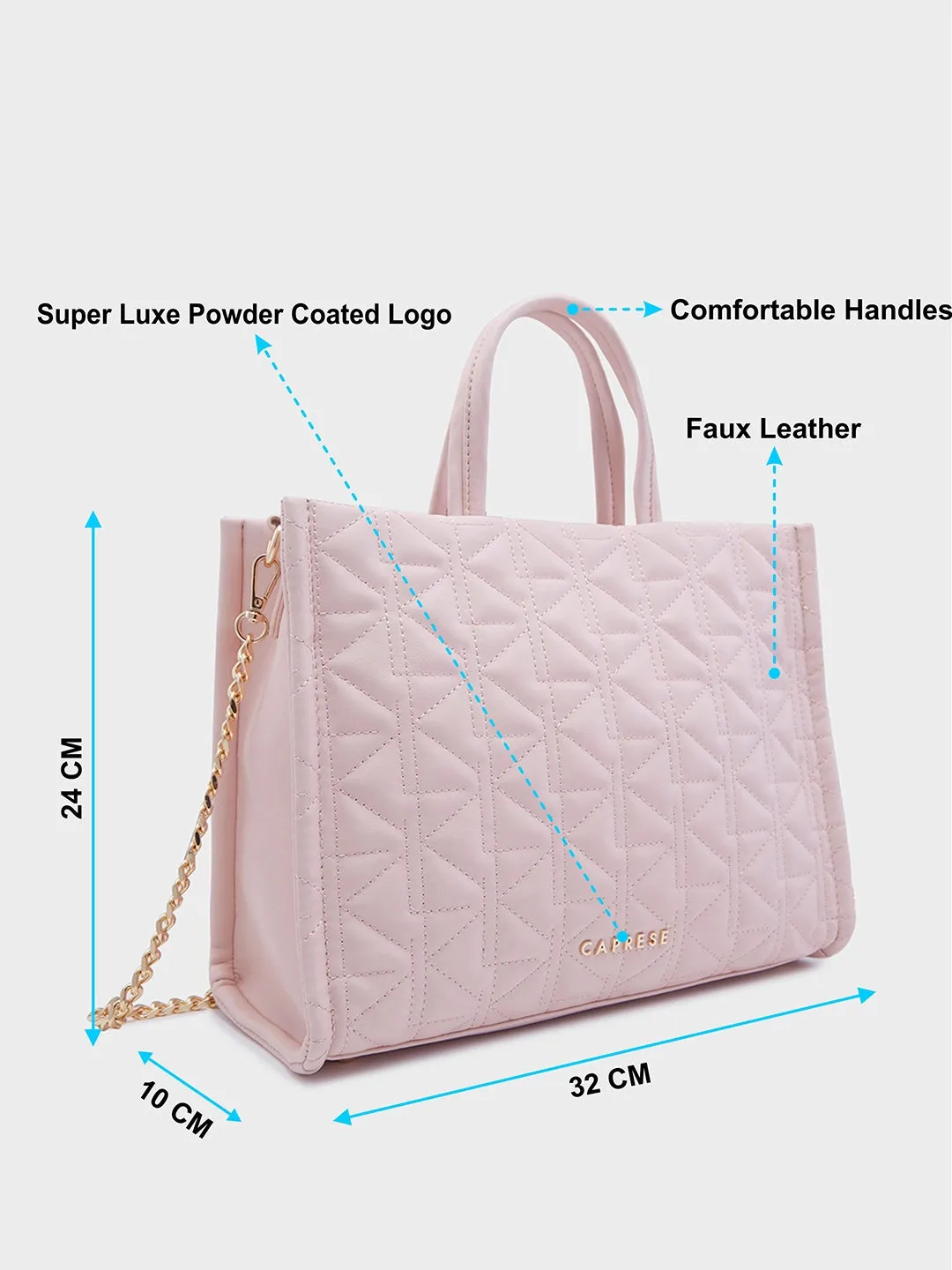 Caprese Ritva Medium Pink Tote Bag
