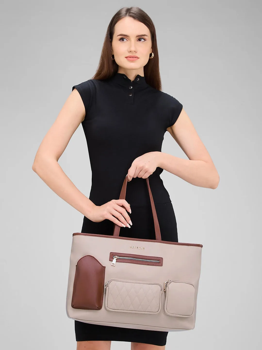 Caprese Roberta Large Beige Tote Bag