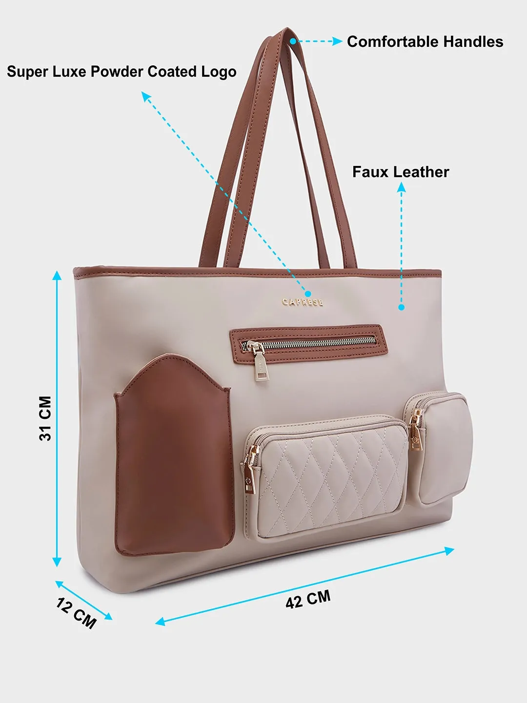 Caprese Roberta Large Beige Tote Bag