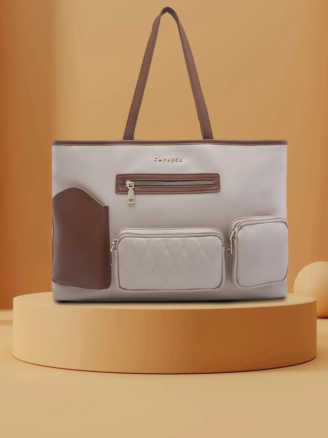 Caprese Roberta Large Beige Tote Bag