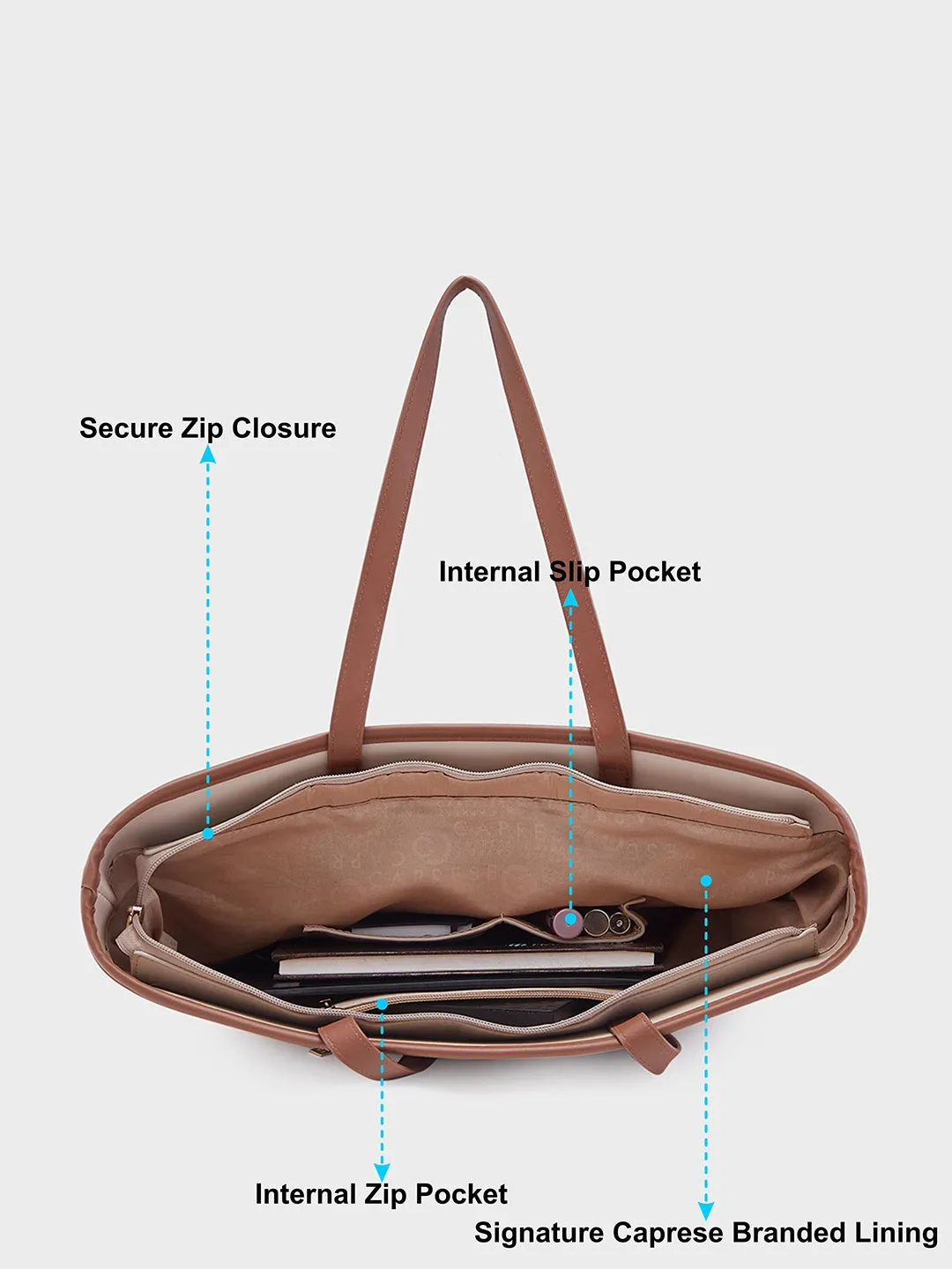 Caprese Roberta Large Beige Tote Bag