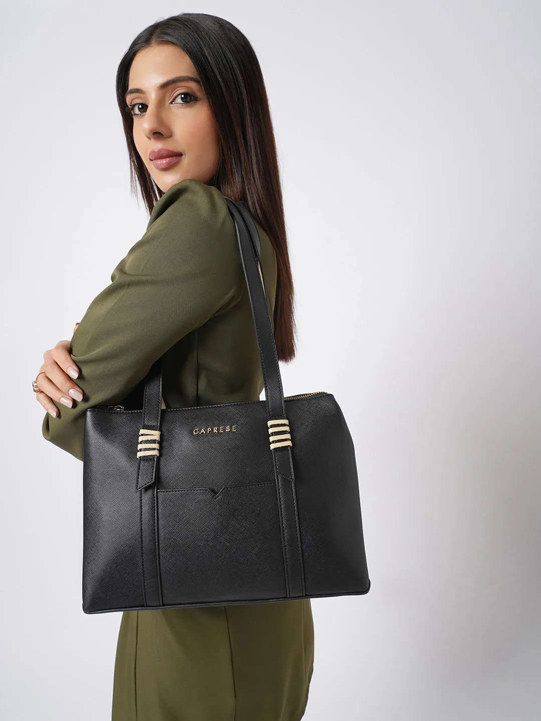 Caprese Roma Large Black Tote Bag