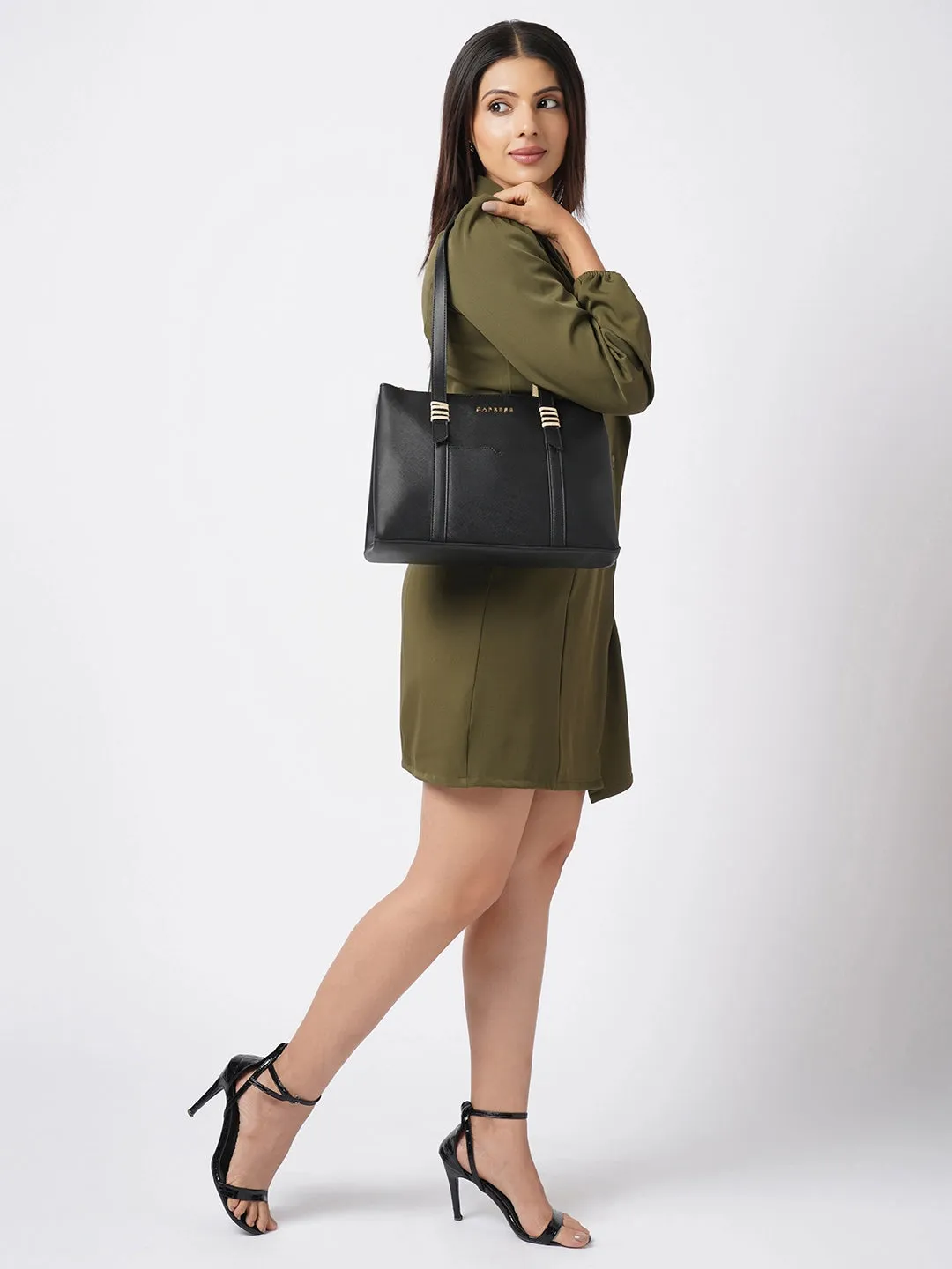 Caprese Roma Large Black Tote Bag