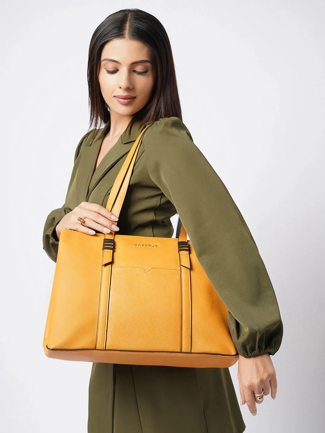 Caprese Roma Large Yellow Tote Bag