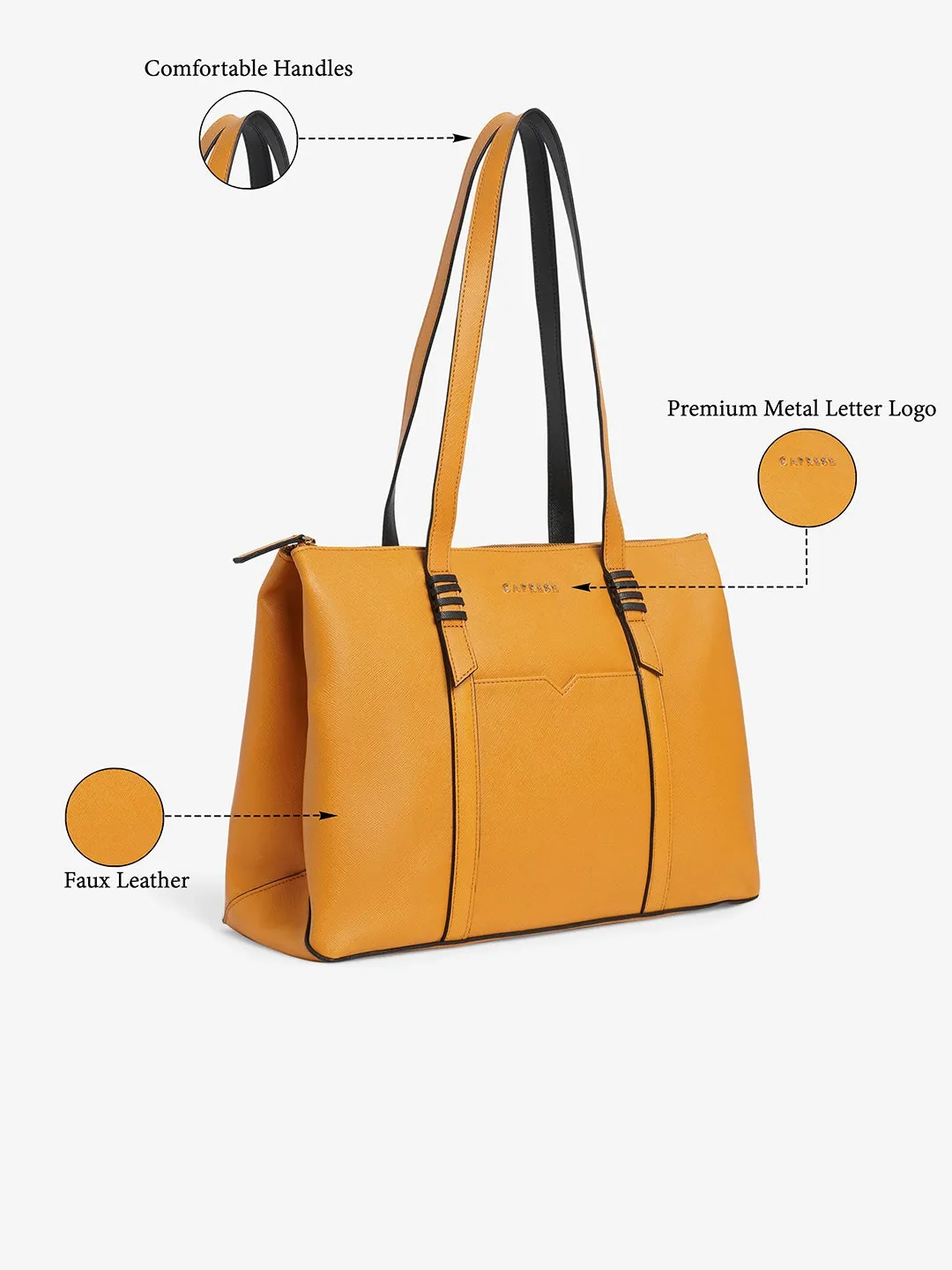 Caprese Roma Large Yellow Tote Bag