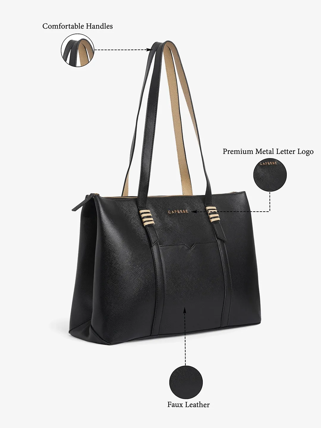Caprese Roma Medium Black Tote Bag