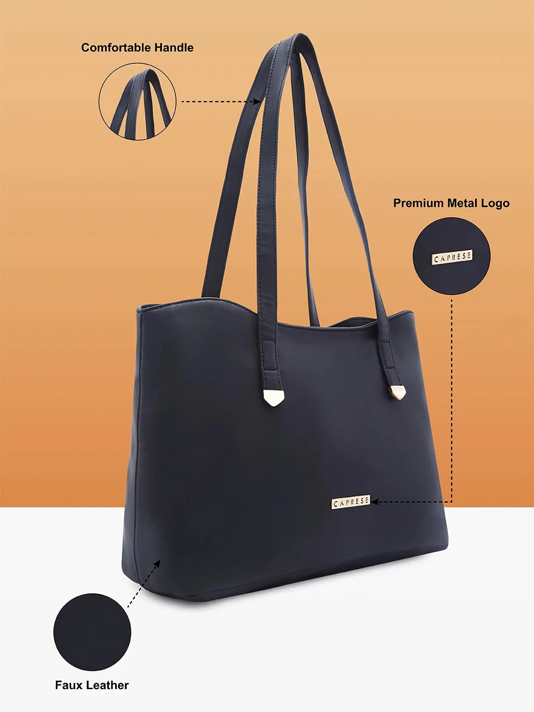 Caprese Romea Medium Black Tote Bag