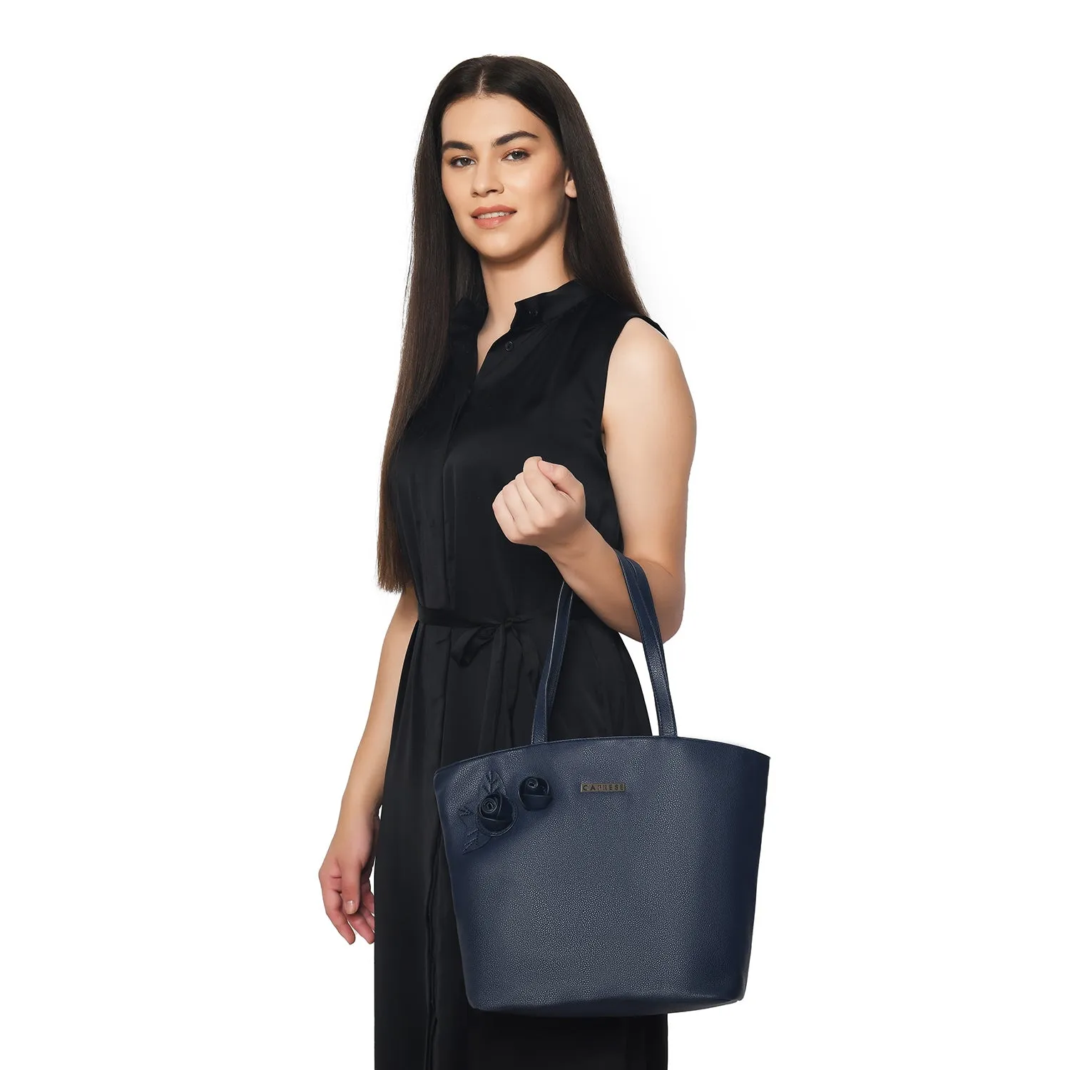 Caprese Rosamund Large Navy Satchel Bag