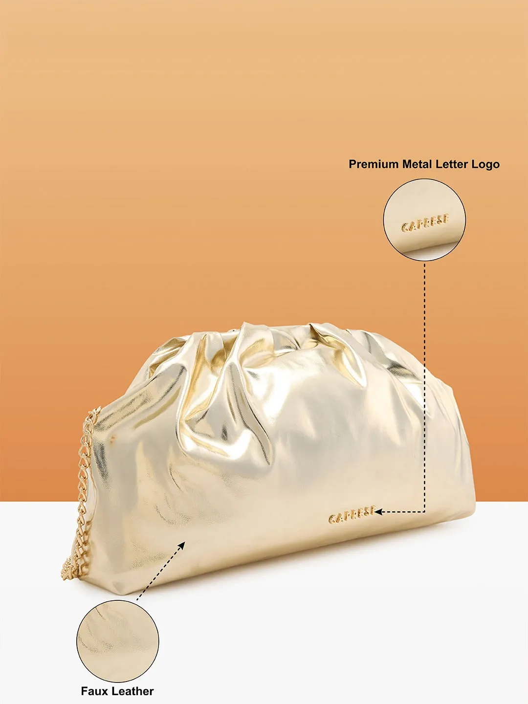 Caprese Roxene Small Metallic Gold Clutch Bag