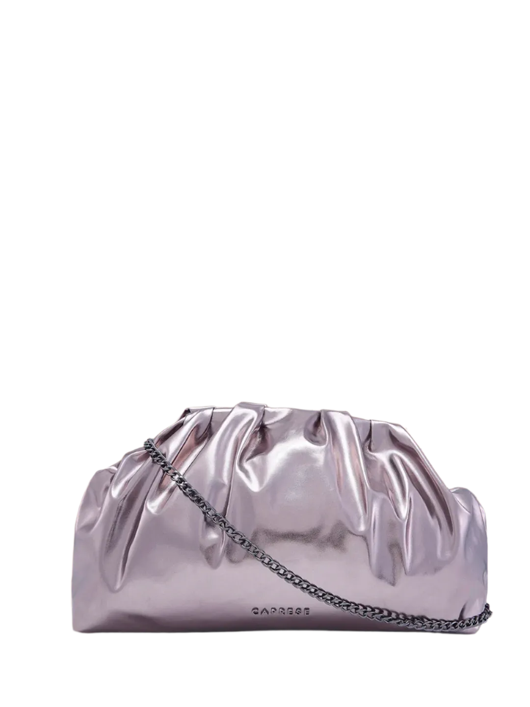 Caprese Roxene Small Metallic Gunmetal Clutch Bag