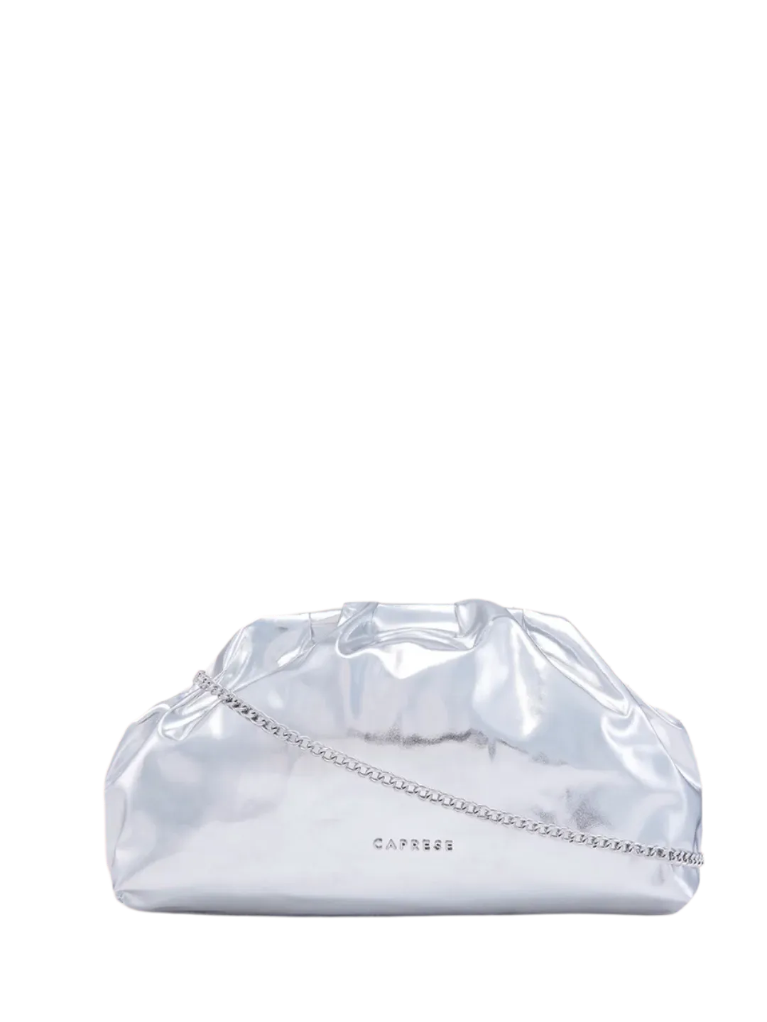 Caprese Roxene Small Metallic Silver Clutch Bag