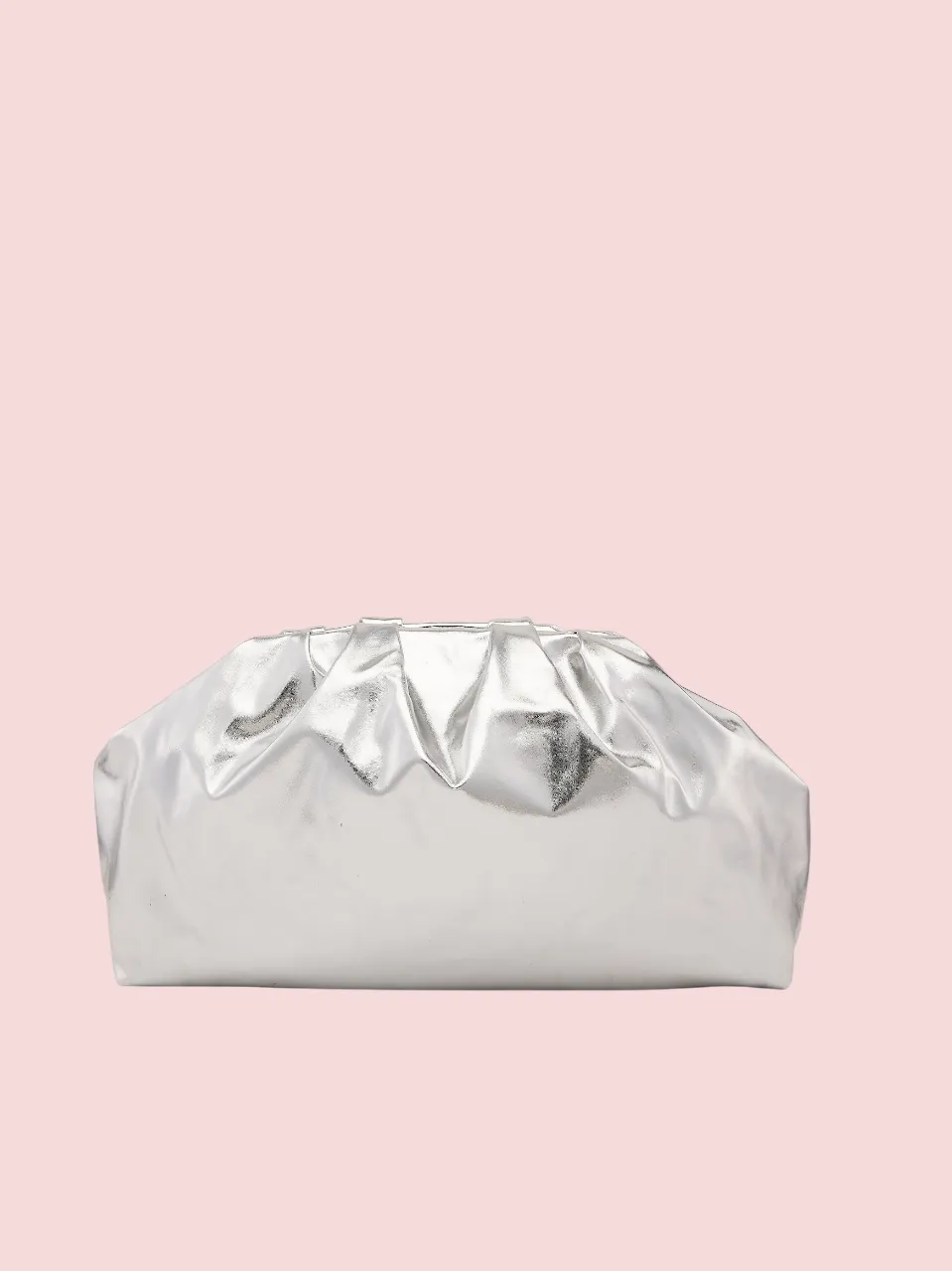 Caprese Roxene Small Metallic Silver Clutch Bag