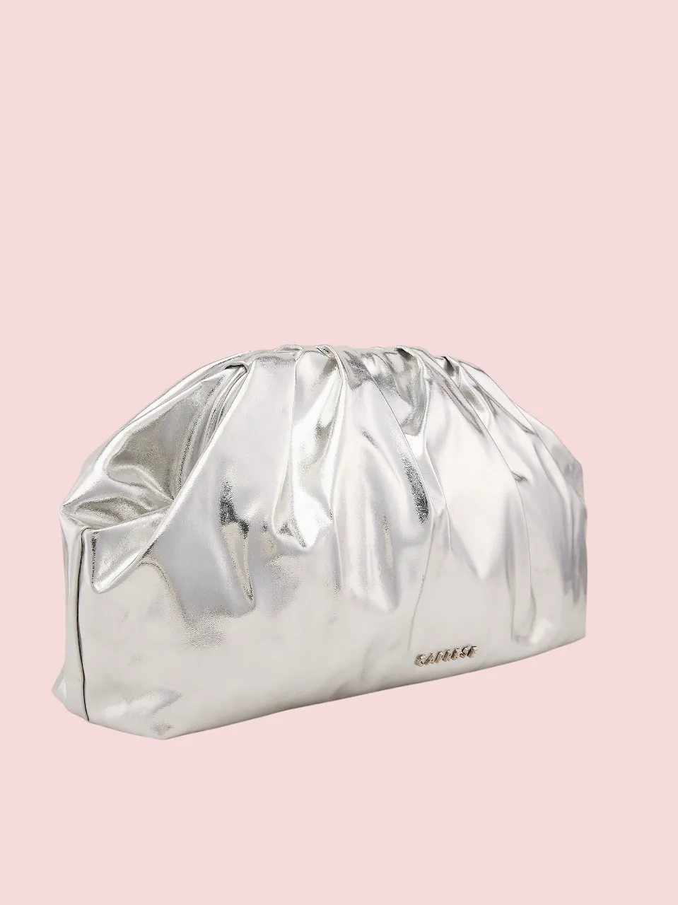 Caprese Roxene Small Metallic Silver Clutch Bag