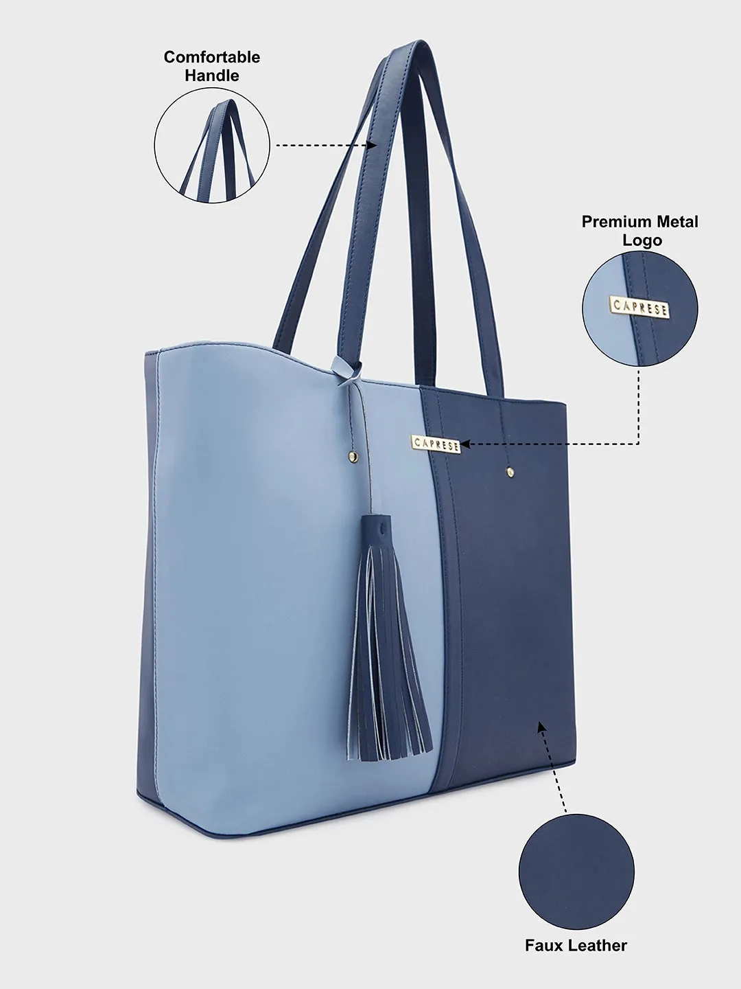 Caprese Sabreen Large Blue Navy Tote Bag
