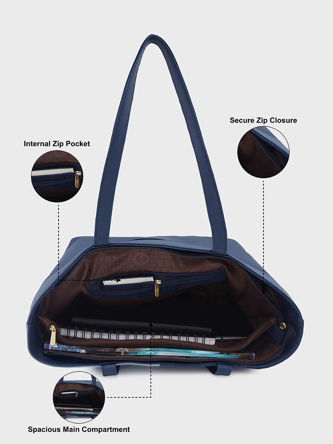 Caprese Sabreen Large Blue Navy Tote Bag