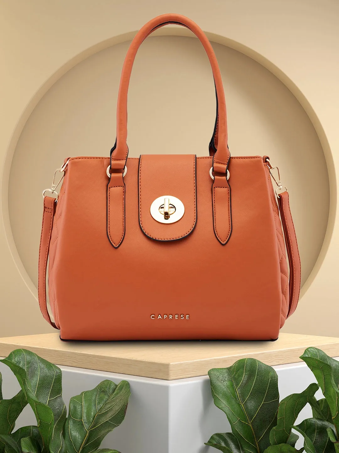 Caprese Sabrina Medium Tan Satchel Bag