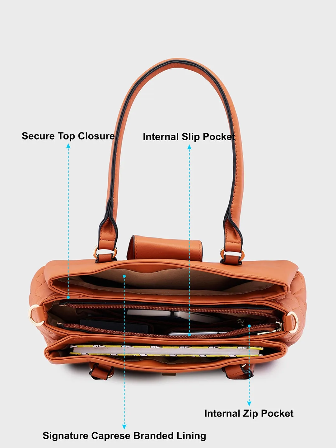 Caprese Sabrina Medium Tan Satchel Bag
